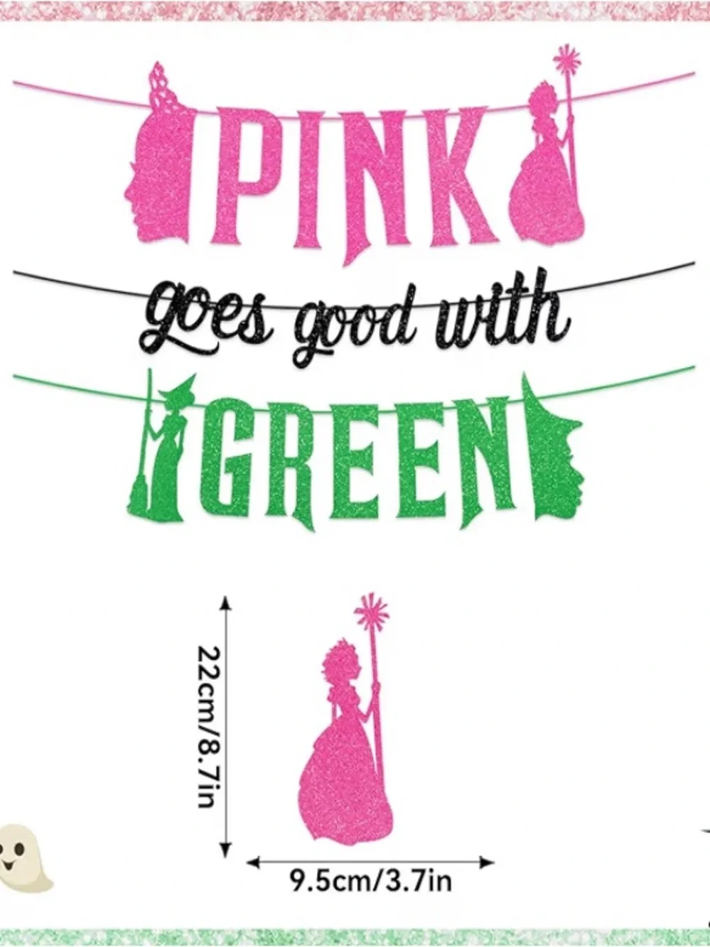 Wicked Decorations Banner Glitter Pink Goes Good With Green & wicked heart tin